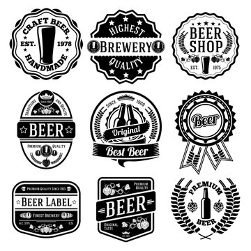 Vector set of beer labels and emblems.