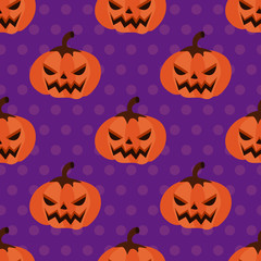 Seamless pattern halloween pumpkin with polka dots