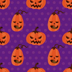 Seamless pattern halloween pumpkin with polka dots