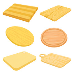 Set vector images of wooden cutting board.
