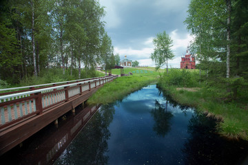 Fototapeta na wymiar Source of Volga. Russian river