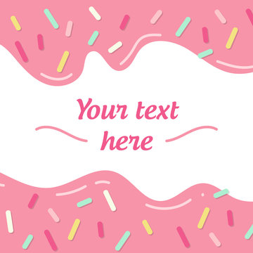 Simple geometrical picture with text sample small lines and shadows. Graphic lines. Donut cream