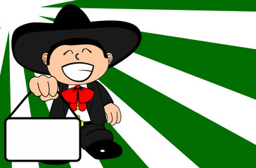 funny kid mexican mariachi cartoon expressions background very easy to edit