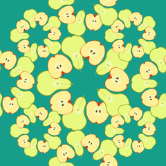 Naklejka premium Seamless pattern with apples and pears in a cut. 