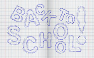 Pen inscription Back to school on the turn notebooks
