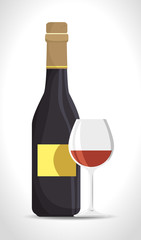 italian wine cup and bottle vector illustration design