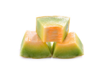 cantaloupe melon on white background.