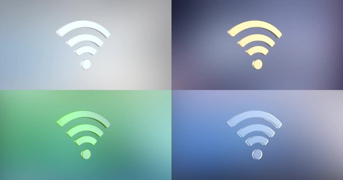 Animated Wi-Fi 3d Icon Loop Modules for edit with alpha matte
