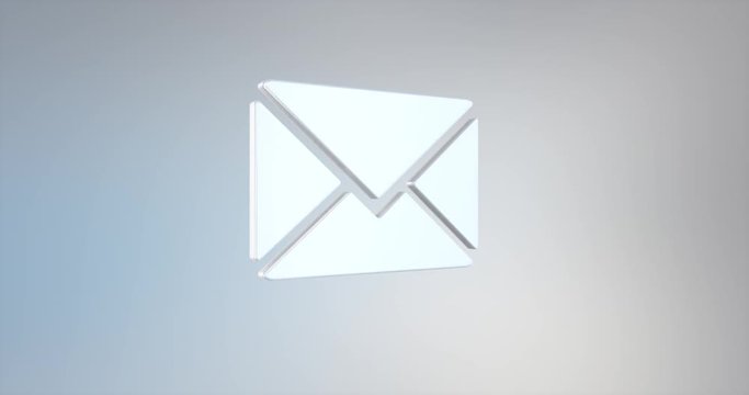 Animated Envelope White 3d Icon Loop Modules for edit with alpha matte
