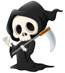 Obraz premium Grim reaper cartoon waving hand