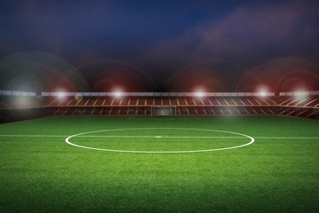 Naklejka premium pusty stadion z boiskiem do piłki nożnej