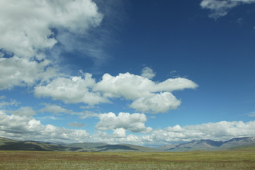 Fototapeta premium mountains, horizon, clouds, sky, nature, landscape