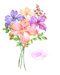 watercolor illustration flowers in simple background