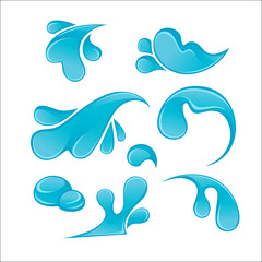 Splash of Blue Water Drops set. Liquid icons collection.