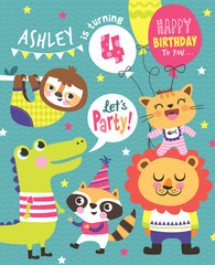 Obraz na płótnie Canvas 4th Birthday Party Invitation Card 