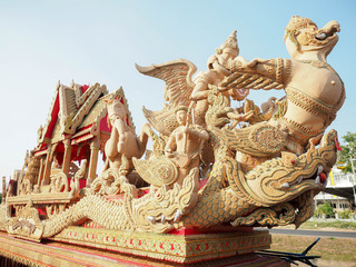 Carve procession in Thailand on street.