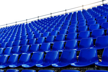 Fototapeta premium rows of blue seats Temporary stadium