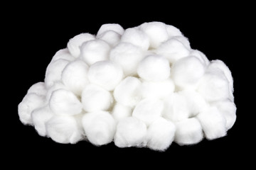 Pile of Cotton Balls on a Black Background