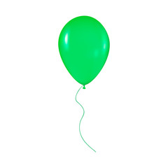green shiny balloon with ribbon