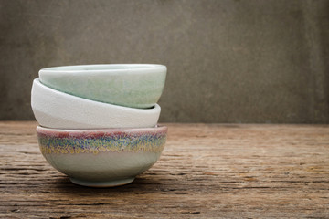 Empty bowl, Japanese handmade ceramic bowl, cracked ceramic texture © jitanong714