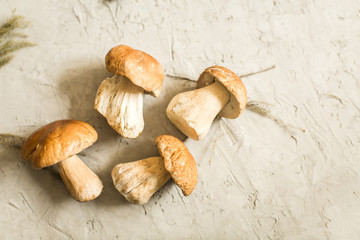 fresh white mushrooms on table