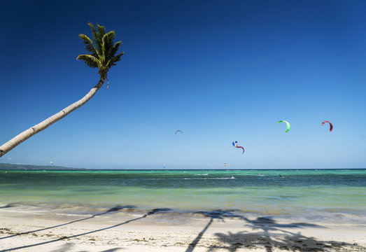 bolabog kite surfing  beach in tropical paradise boracay island