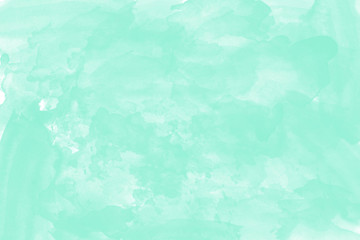 Abstract hand drawn green watercolor illustration on white background, copy space for text