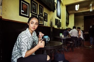 Girl Relax Coffe Cafe AwakeningConcept