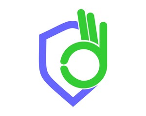shield icon with ok fingers