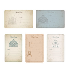 Postcard grunge vintage card collection. Vector illustration