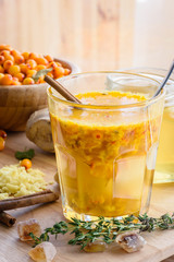 seaberry honey ginger mix in glass