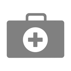 Firs aid kit icon, Grey medical case as clinical equipment. Medical logo and icon.