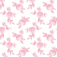 Simple roses. Watercolor background with flowers. Seamless pattern 9