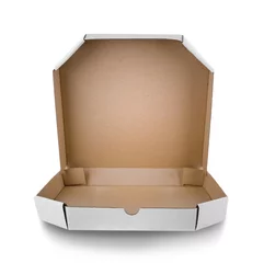 Plaid mouton avec motif Pizzeria Pizza box isolated on white