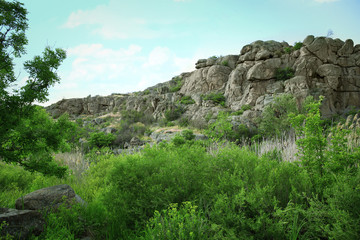 Rocky hills under blue sky