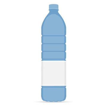 Vector illustration bottle with mineral water. Bottle with label. Water bottle isolated, drinking water.