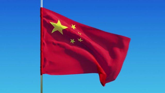 China flag on a background of clear sky