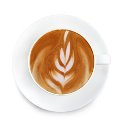 Top view latte art coffee