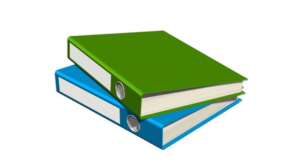 two File folders or ring binders full with office documents 