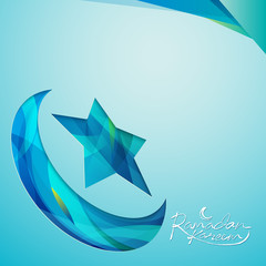 Fototapeta na wymiar Ramadan Kareem islamic icon crescent and star for greeting banner background