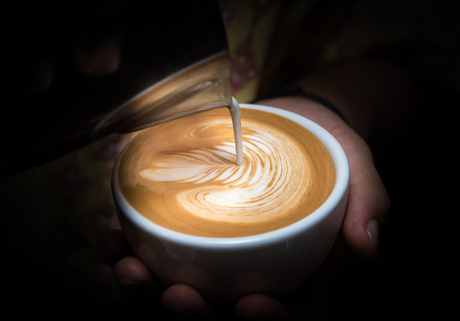 coffee latte art in coffee shop cafe