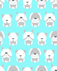 Seamless pattern with cute different kinds of dogs