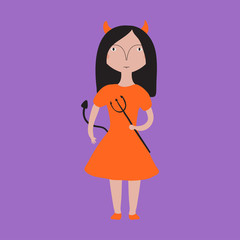 Girl in a devil halloween costume