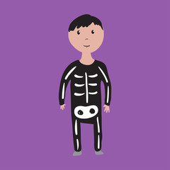 Boy in skeleton halloween costume
