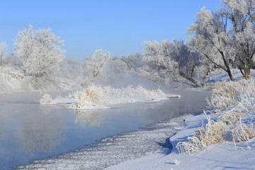fog over winter river