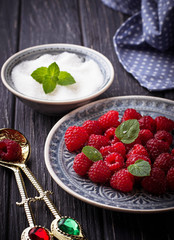 Sweet raspberry with sugar