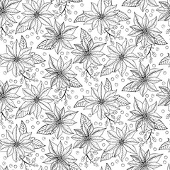 Fototapeta premium Seamless christmas pattern with poinsettia flowers