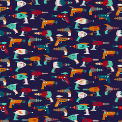 Seamless pattern with vintage space weapons - 119415378