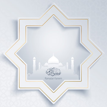 Islamic vector design greeting banner background of Ramadan Kareem