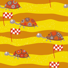 Naklejka premium Seamless pattern with cute different turtles